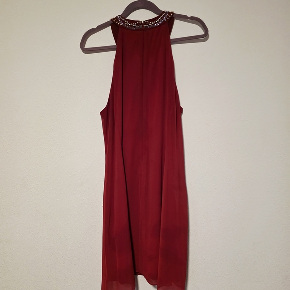 SLNY Red Dress with Embellished Neckline - Picture 4 of 5